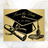 Afstuderen Gold Black Pet Diploma Save the Date Aankondiging