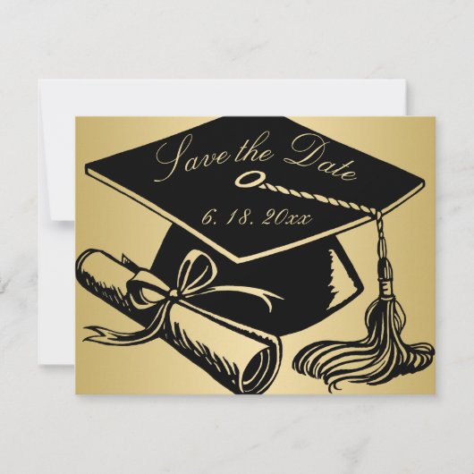 Afstuderen Gold Black Pet Diploma Save the Date Aankondiging (Voorkant)
