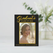 Afstuderen Gold Black Photo Class of 2021 Afstuder Briefkaart (Staand voorkant)