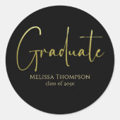Afstuderen Gold Black Simple Minimalist Afstudeerd Ronde Sticker (Voorkant)