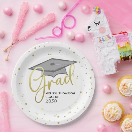 Afstuderen Gold Calligraphy Afstuderen Afstudeerde Papieren Bordje (Feest)