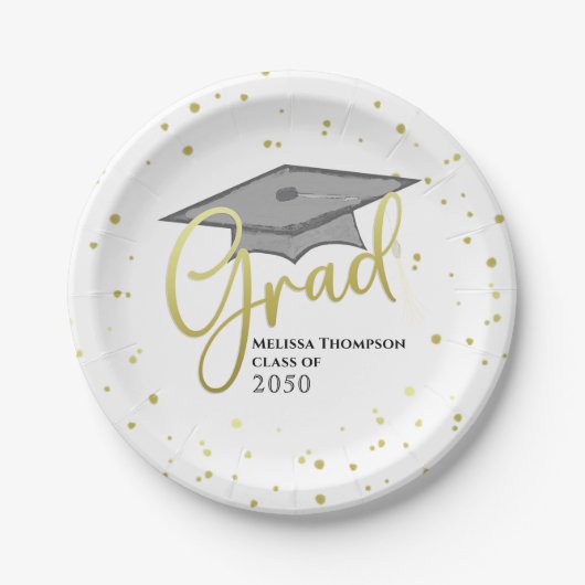 Afstuderen Gold Calligraphy Afstuderen Afstudeerde Papieren Bordje (Voorkant)