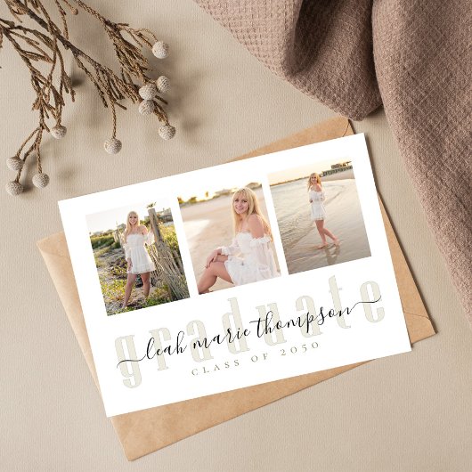 Afstuderen Gold Calligraphy Script Photo Collage Briefkaart