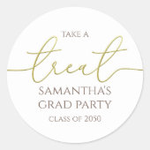 Afstuderen Gold Calligraphy Script Simple Treat Ronde Sticker (Voorkant)
