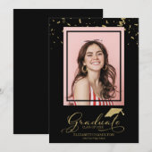 Afstuderen Gold Confetti Afstudeerder Aankondiging (Voorkant / Achterkant)