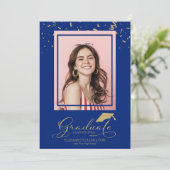 Afstuderen Gold Confetti Afstudeerder Aankondiging (Staand voorkant)