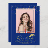 Afstuderen Gold Confetti Afstudeerder Aankondiging (Voorkant / Achterkant)