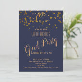 Afstuderen Gold Confetti Blowout Party Kaart (Staand voorkant)
