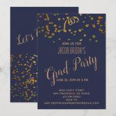 Afstuderen Gold Confetti Blowout Party Kaart (Voorkant / Achterkant)