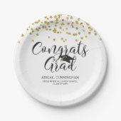 Afstuderen Gold Confetti CONGRATS AFSTUDEERDER per Papieren Bordje (Voorkant)