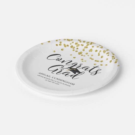 Afstuderen Gold Confetti CONGRATS AFSTUDEERDER per Papieren Bordje (Gekanteld)