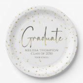 Afstuderen Gold Confetti Modern Calligrafiescript Papieren Bordje (Voorkant)