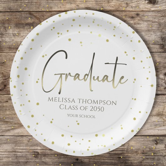 Afstuderen Gold Confetti Modern Calligrafiescript Papieren Bordje