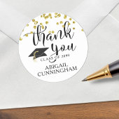 Afstuderen Gold Confetti Script BEDANKT U Ronde Sticker