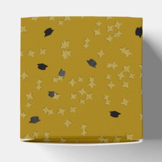 Afstuderen Gold Confetti-Sq Favor Box Bedankdoosjes (Bovenkant)