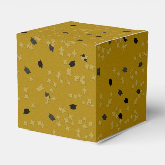 Afstuderen Gold Confetti-Sq Favor Box Bedankdoosjes (Achterkant)
