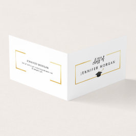 Afstuderen Gold Elegant Gevouwen Naam Kaart Visitekaartje