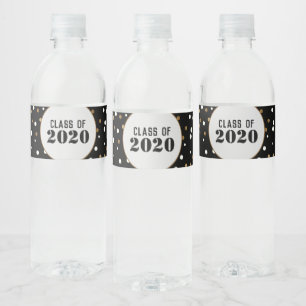 Afstuderen Gold en Black Custom Class van 2020 Waterfles Etiket