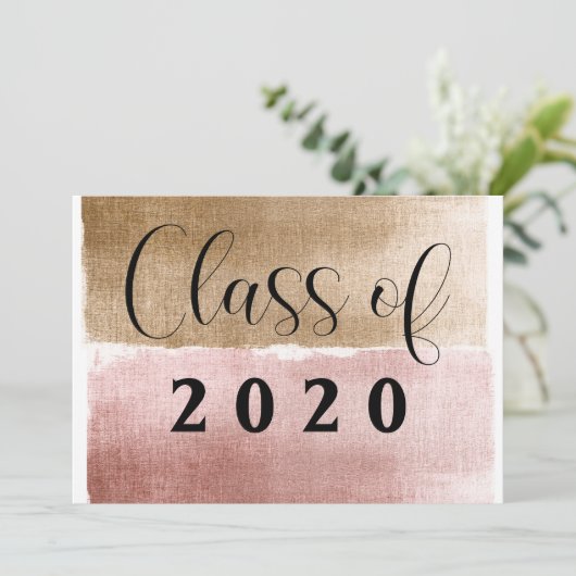 Afstuderen Gold- en roze moderne Afstuderen Aankondiging (Staand voorkant)