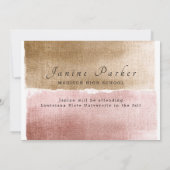 Afstuderen Gold- en roze moderne Afstuderen Aankondiging (Achterkant)