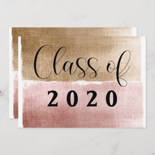 Afstuderen Gold- en roze moderne Afstuderen Aankondiging (Voorkant / Achterkant)