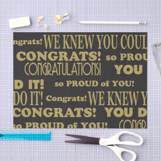 Afstuderen Gold en zwart gefeliciteerd Tissuepapier (Craft)