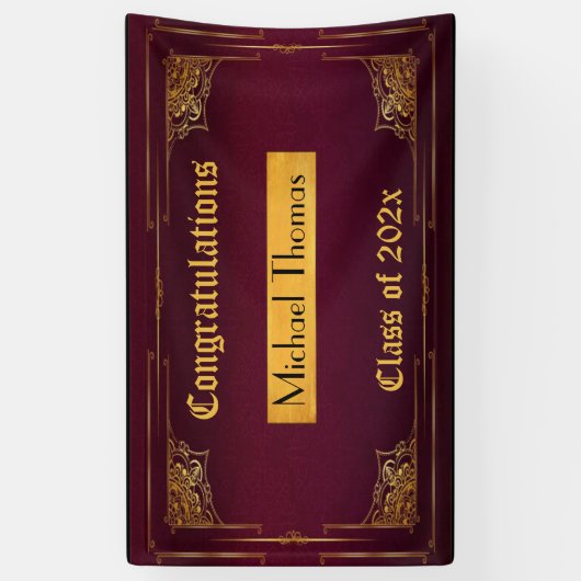 Afstuderen Gold Filigree Lijst over Bourgogne Spandoek (Verticaal)