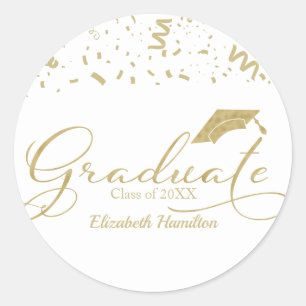 Afstuderen Gold Foil Graduation Party Black Classi Ronde Sticker