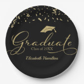 Afstuderen Gold Foil Graduation Party Zwart Papieren Bordje (Voorkant)
