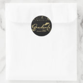 Afstuderen Gold Foil Graduation Party Zwart Ronde Sticker (Tas)