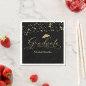 Afstuderen Gold Foil Graduation Party Zwart Servet (Insitu)