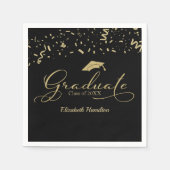 Afstuderen Gold Foil Graduation Party Zwart Servet (Voorkant)