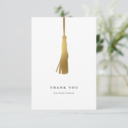 Afstuderen Gold Foil Tassel - Aangepast Bedankkaart (Staand voorkant)