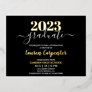 Afstuderen Gold foil-uitnodiging Folie Uitnodiging Briefkaart