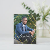 Afstuderen Gold Geometric Lijst Foto aankondiging (Staand voorkant)