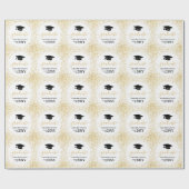 Afstuderen Gold Glitter Confetti White Black Cadeaupapier (Vlak)