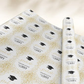 Afstuderen Gold Glitter Confetti White Black Cadeaupapier