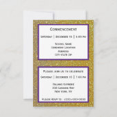 Afstuderen Gold Glitter Paarse Aankondiging (Achterkant)