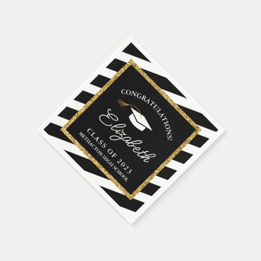 Afstuderen Gold Glitter Script Graduparty Servet (Hoek)