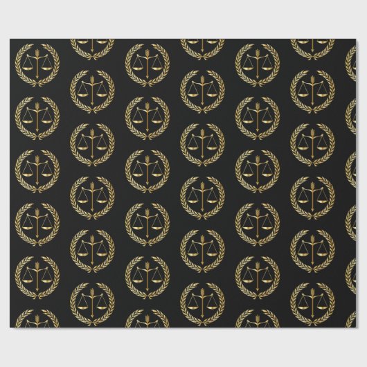 Afstuderen Gold Justice Scale Sword Laurel Wreate Cadeaupapier (Vlak)