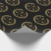 Afstuderen Gold Justice Scale Sword Laurel Wreate Cadeaupapier (Hoek)