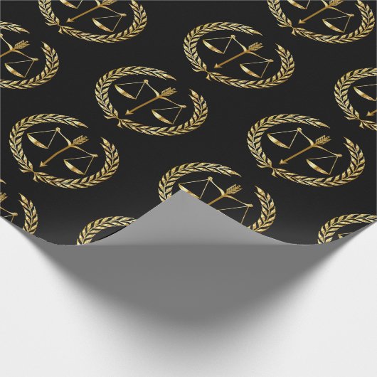 Afstuderen Gold Justice Scale Sword Laurel Wreate Cadeaupapier (Hoek)