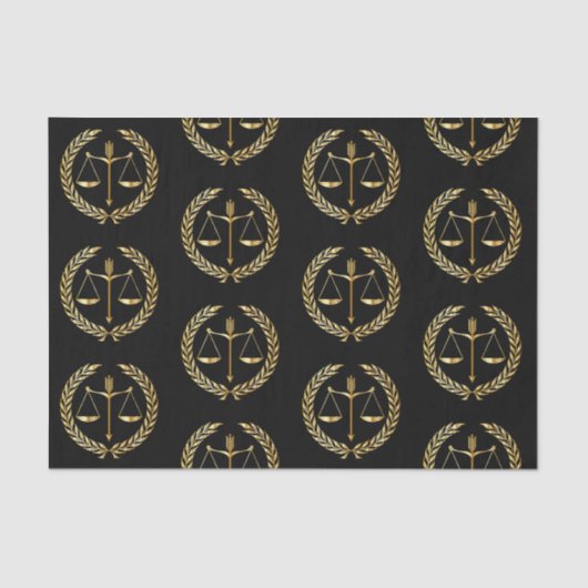 Afstuderen Gold Justice Scale Sword Laurel Wreate Tissuepapier (Voorkant)