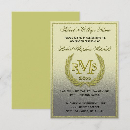 Afstuderen Gold Laurel Leaf Kaart (Voorkant / Achterkant)