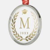 Afstuderen Gold Laurel Wreath Monogrammed Initiaal Metalen Ornament (Links)