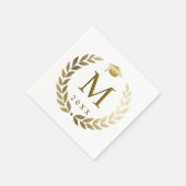 Afstuderen Gold Laurel Wreath Monogrammed Initiaal Servet (Hoek)