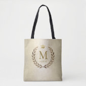 Afstuderen Gold Laurel Wreath Monogrammed Initiaal Tote Bag (Voorkant)