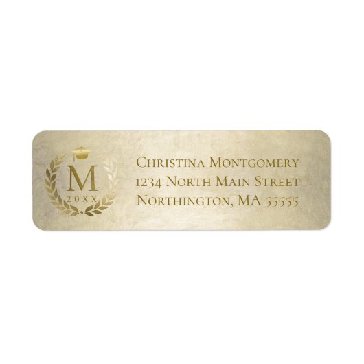 Afstuderen Gold Laurel WreatReturn Address Etiket (Voorkant)