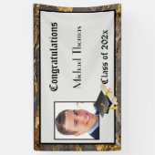 Afstuderen Gold Leaf Stone Mortar Board Spandoek (Verticaal)