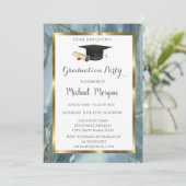 Afstuderen Gold Lijst Pet Marble Graduation Party Kaart (Staand voorkant)